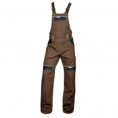 Pantaloni de lucru, cu pieptar, Cool Trend H8961, maro cu negru