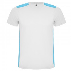 Tricou copii, poliester 100%, Roly Detroit, White/Turquoise