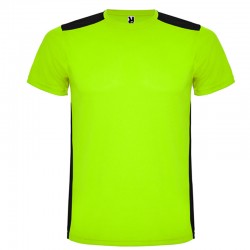 Tricou copii, poliester 100%, Roly Detroit, Punch Lime/Black