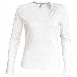 Tricou cu maneca lunga pentru femei, bumbac 100%, Kariban KA382, white