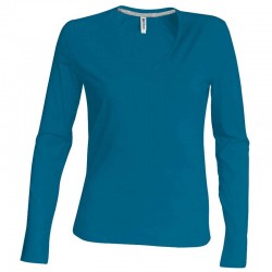 Tricou cu maneca lunga pentru femei, bumbac 100%, Kariban KA382, tropical blue