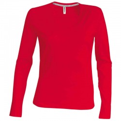 Tricou cu maneca lunga pentru femei, bumbac 100%, Kariban KA382, red
