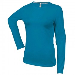 Tricou cu maneca lunga pentru femei, bumbac 100%, Kariban KA383, tropical blue