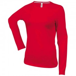 Tricou cu maneca lunga pentru femei, bumbac 100%, Kariban KA383, red